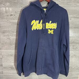 Vtg Section 101 Majestic Michigan Wolverines Zip Up Hoodie Embroidered Size XL